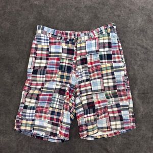 Men Abercrombie & Fitch Shorts Patchwork Madras Plaid Preppy Golf Y2K Beach 30